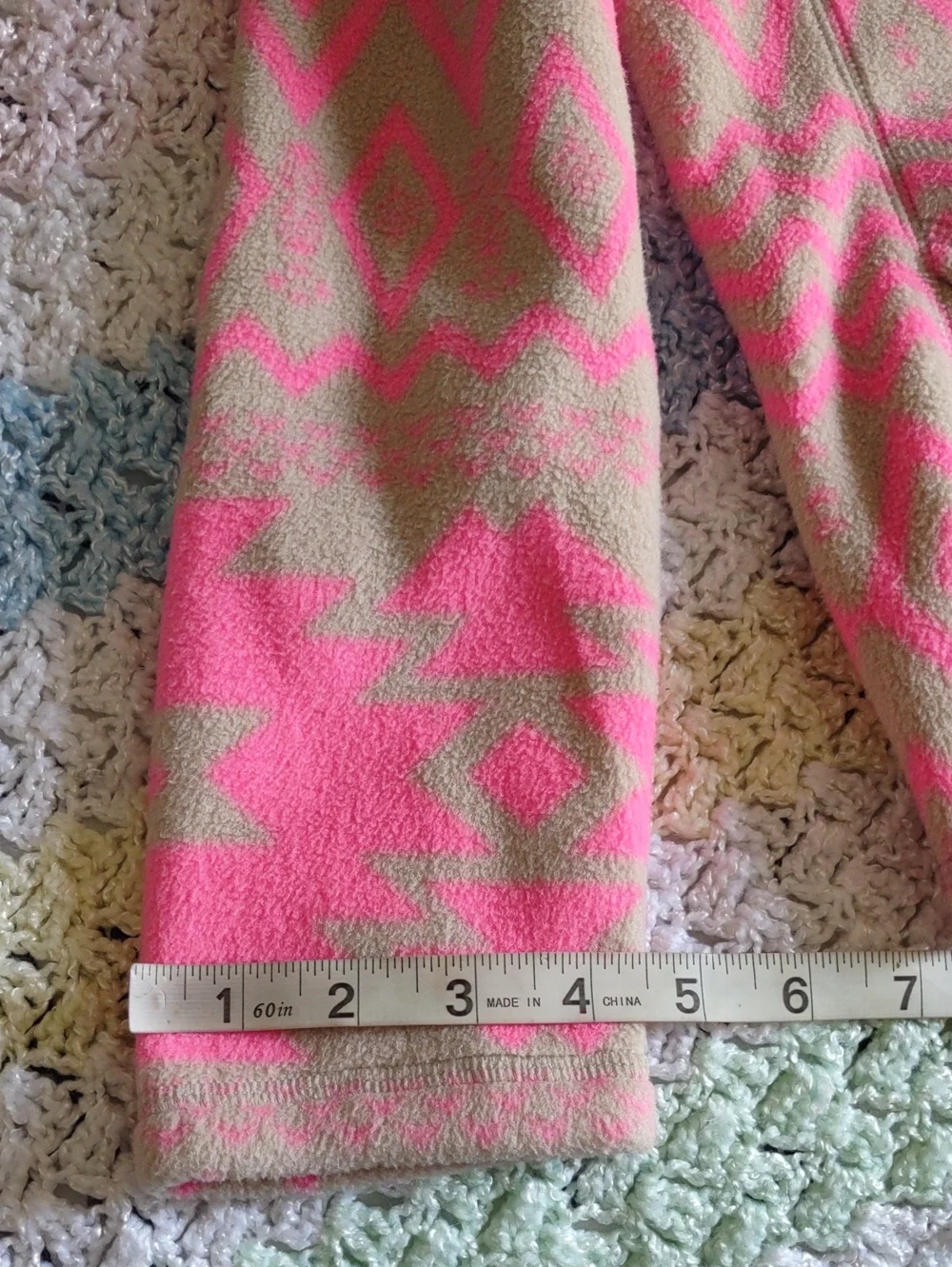 Old Navy Girl's Large 10/12 Pink Tribal Print Fleece Hoodie